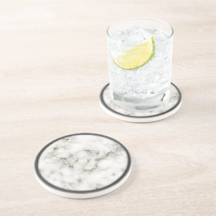 Alabaster Obsidian Pewter Rim marble onderzetters