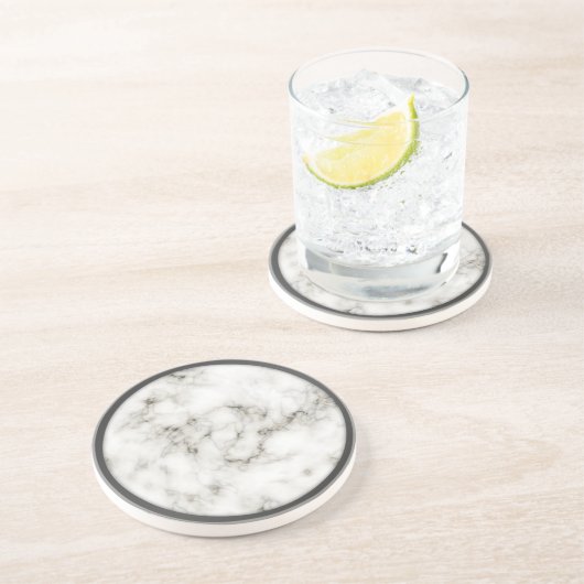 Alabaster Obsidian Pewter Rim marmer onderzetters (Zijkant)