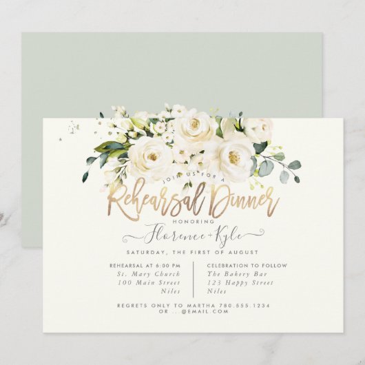 Alabaster Rozen repetitiediner Kaart (Voorkant / Achterkant)