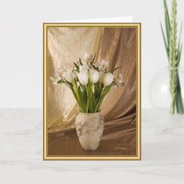 Alabaster vaas met tulpen kaart