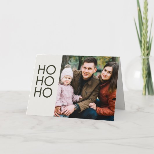 Alabaster White "HO HO HO HO" Feestdagen Kaart (Voorkant)