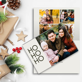 Alabaster White "HO HO HO HO" Feestdagen Kaart