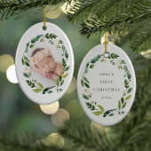 Alabaster Wreate Eerste Kerstfoto Keramisch Ornament