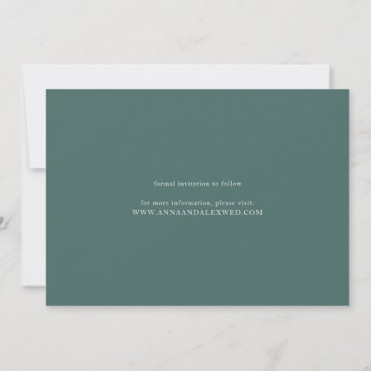 Alabaster Wreatfoto Save the Date Card (Achterkant)