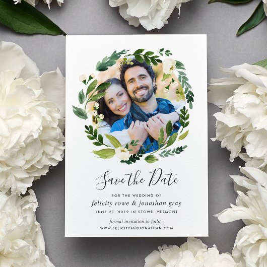 Alabaster Wreath | Foto Save the Date Kaart