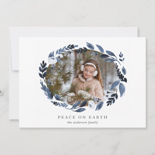 Alabaster Wreath | Vrede op aarde Foto Feestdagenkaart (Voorkant)