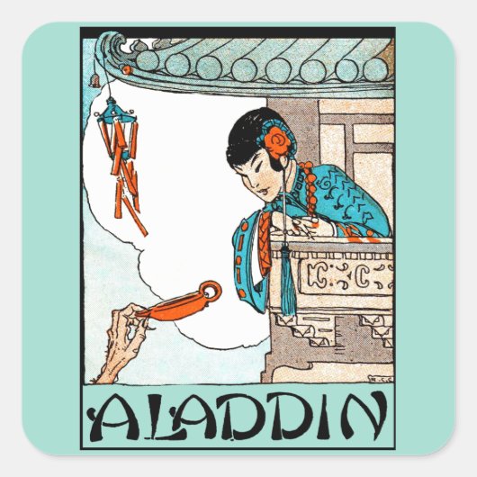 Aladdin Chinees Magische Lantaarn Vierkante Sticker (Voorkant)