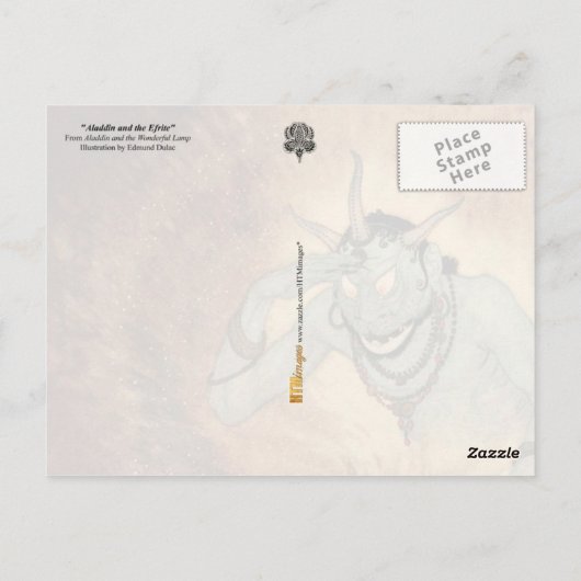 Aladdin en Efrite Briefkaart (Achterkant)
