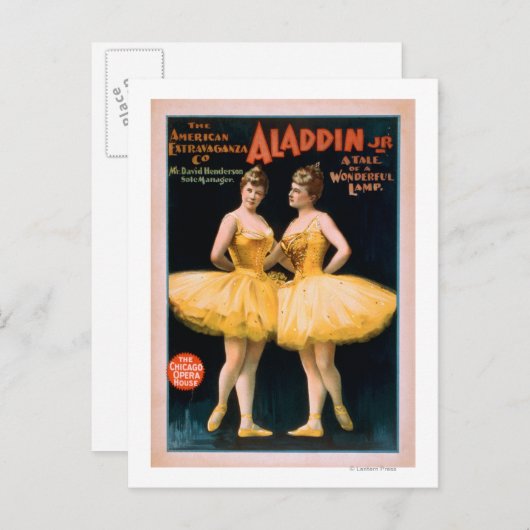 Aladdin Jr. Tale of a Wonderful Lamp Theater Briefkaart (Voorkant / Achterkant)