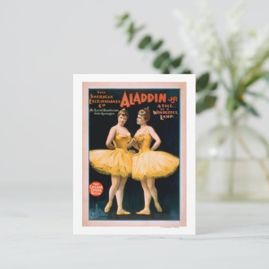Aladdin Jr. Tale of a Wonderful Lamp Theater Briefkaart (Staand voorkant)