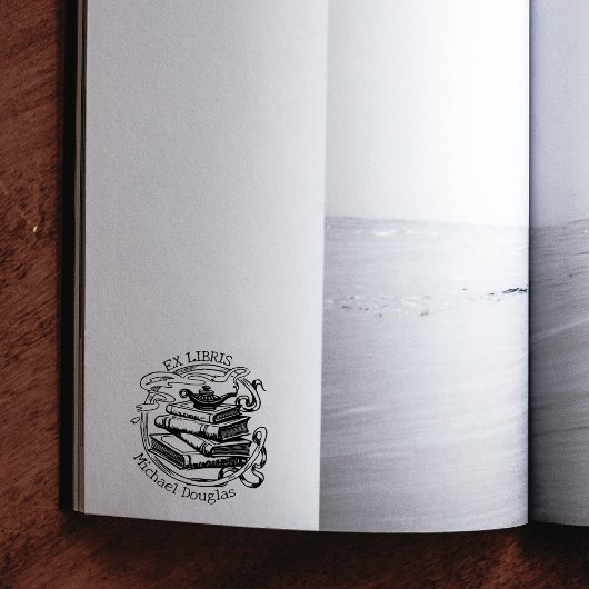 Aladdin Lamp Custom Ex Libris, Boek Rubberstempel