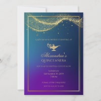 Aladdin Quinceanera Verjaardag Uitnodiging Magisch
