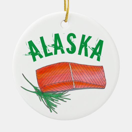 Alaksan Salmon Seafood Restaurant Fishmonger Chef Keramisch Ornament (Voorkant)