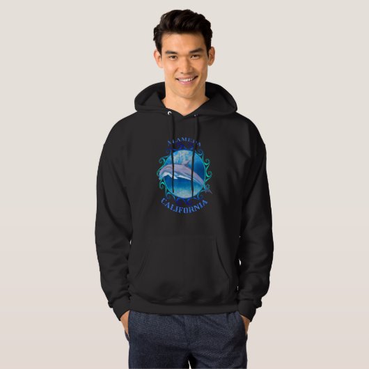 Alameda Californië Vakantie Souvenir Dolfijn Hoodie (Voorkant volledig)