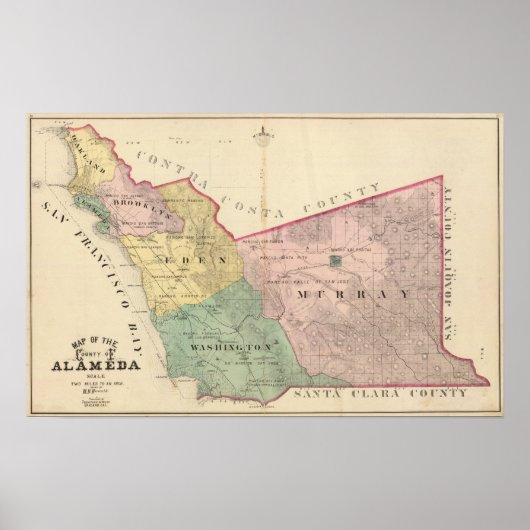 Alameda County map Poster (Voorkant)