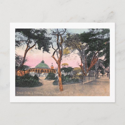 Alameda Plaza, Ponce, Vintage van Puerto Rico Briefkaart (Voorkant)