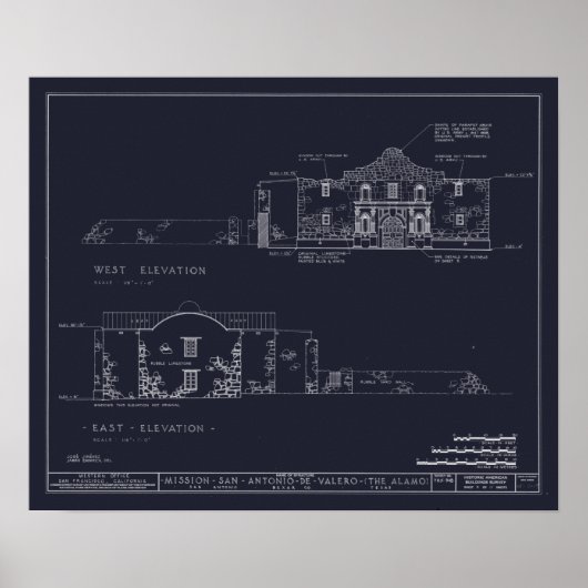 Alamo Architecture Blueprints Poster (Voorkant)