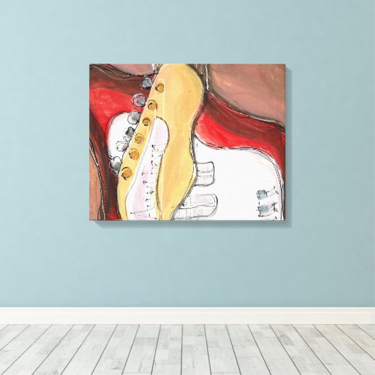 Alamo Gitaar 2 Canvas Afdruk (Insitu (Houten vloer))