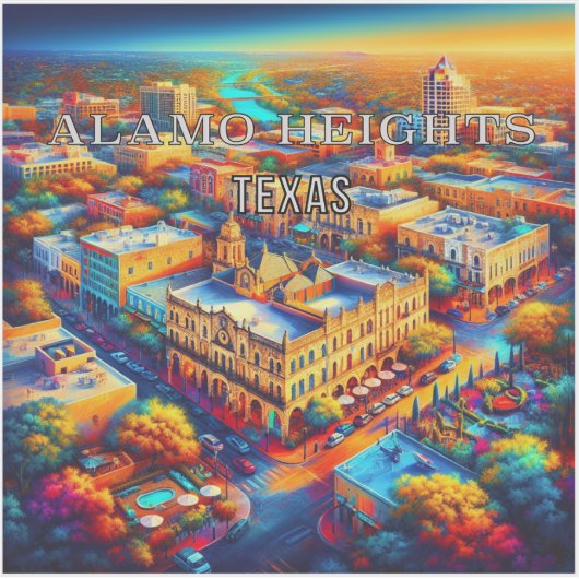 Alamo Heights Texas 3 inch Vinyl Sticker (Voorkant)