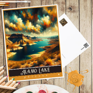 Alamo Lake, Arizona   Schilderij in vintage stijl Briefkaart