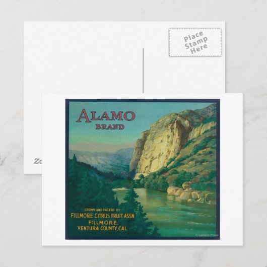 Alamo Oranje LabelFillmore, CA Briefkaart (Voorkant / Achterkant)