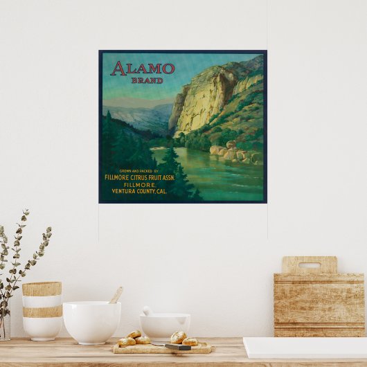 Alamo Oranje LabelFillmore, CA Poster (Keuken)