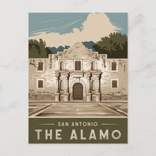Alamo San Antonio, Texas, Vintage Briefkaart (Voorkant)