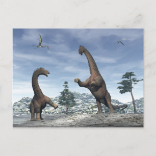 Alamosaurus dinosaurus gevecht - 3D rendering Briefkaart