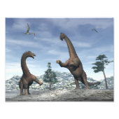 Alamosaurus dinosaurus gevecht - 3D rendering Foto Afdruk (Voorkant)