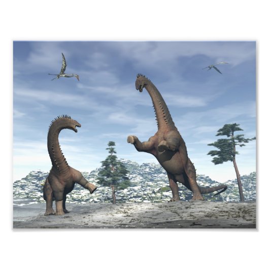 Alamosaurus dinosaurus gevecht - 3D rendering Foto Afdruk (Voorkant)