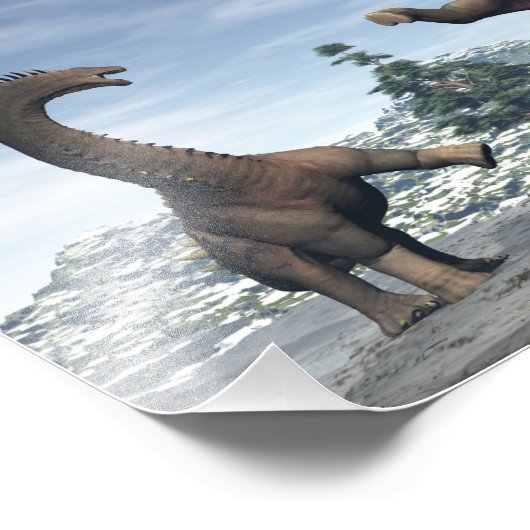 Alamosaurus dinosaurus gevecht - 3D rendering Foto Afdruk (Hoek)