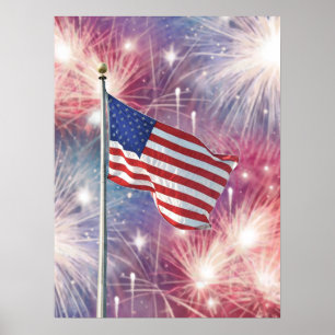 Alan Giana "Flag and Fireworks"-Poster Poster