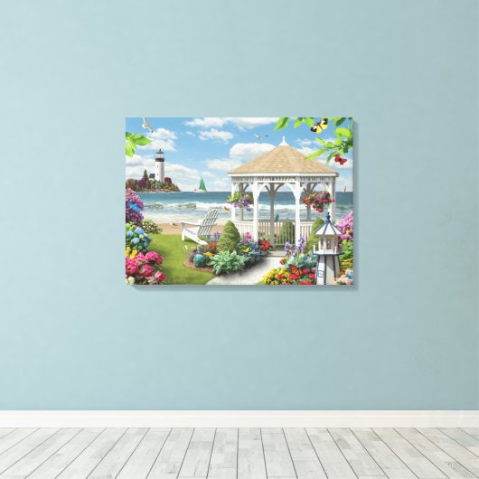 Alan Giana "Gazebo bij het Zee" Canvas Print (Insitu (Houten vloer))
