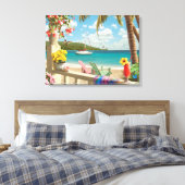 Alan Giana "Island Retreat" Vinyl Fotobehang Canvas Afdruk (Insitu (Slaapkamer))
