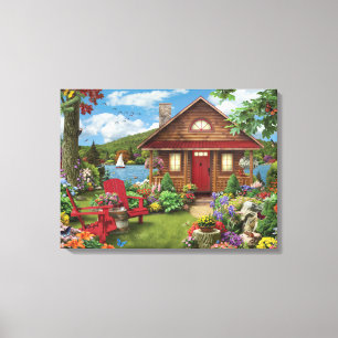 Alan Giana "Lakeside Retreat" Vinyl Fotobehang Canvas Afdruk