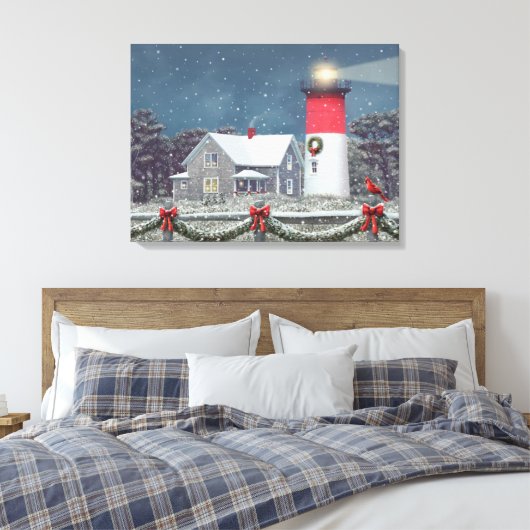 Alan Giana "Nauset Light Christmas" Canvas Print (Insitu (Slaapkamer))