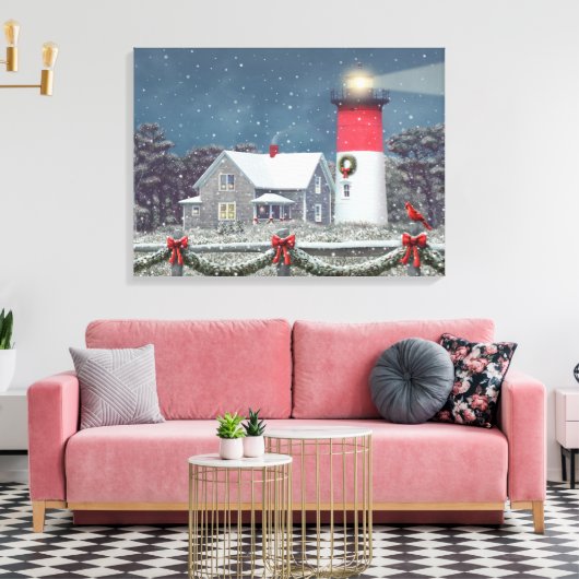 Alan Giana "Nauset Light Christmas" Canvas Print (Insitu (Woonkamer))