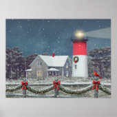 Alan Giana "Nauset Light Kerstmis"-Poster Poster (Voorkant)