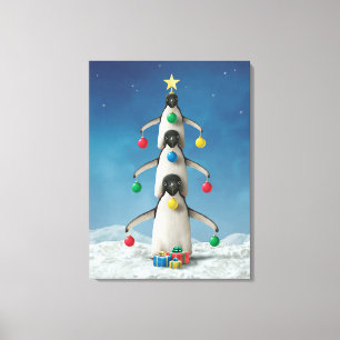 Alan Giana "Oh Penguin Tree" Vinyl Fotobehang Canvas Afdruk