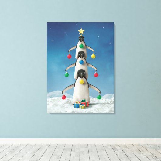 Alan Giana "Oh Penguin Tree" Vinyl Fotobehang Canvas Afdruk (Insitu (Houten vloer))