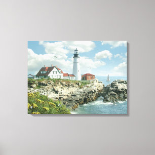 Alan Giana "Portland Head Light" Vinyl Fotobehang Canvas Afdruk