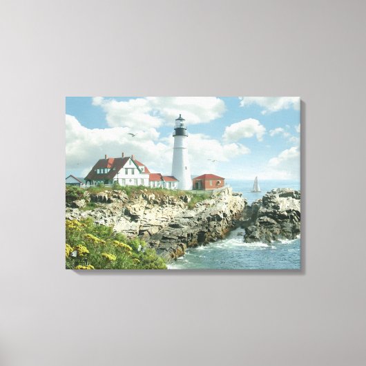 Alan Giana "Portland Head Light" Vinyl Fotobehang Canvas Afdruk (Voorkant)