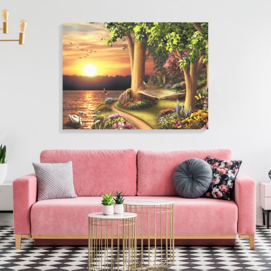 Alan Giana "Rond het meer" Canvas Print (Insitu (Woonkamer))