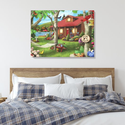 Alan Giana "Welkom bij het meer" Canvas Print (Insitu (Slaapkamer))