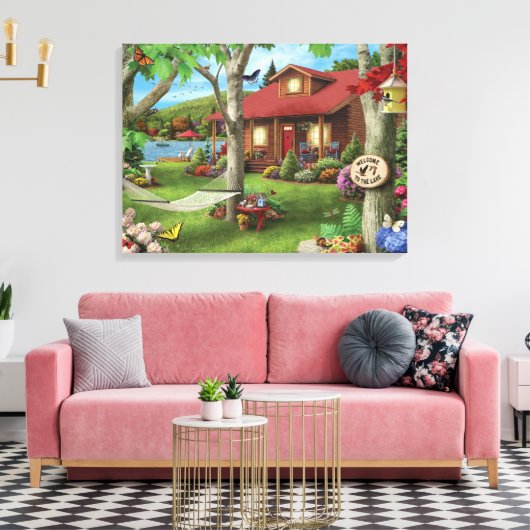 Alan Giana "Welkom bij het meer" Canvas Print (Insitu (Woonkamer))