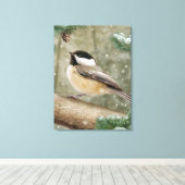Alan Giana "Winter Chickade" Canvas Print (Insitu (Houten vloer))