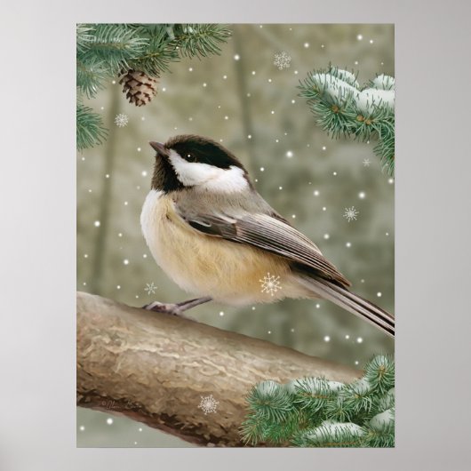 Alan Giana "Winter Chickadee" Poster (Voorkant)