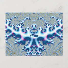 ALAN ~ Icy White en Blue 3D Fractal Design ~ Briefkaart