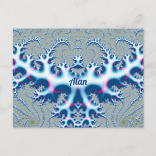 ALAN ~ Icy White en Blue 3D Fractal Design ~ Briefkaart
