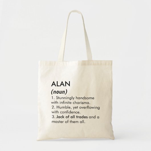 Alan naam, Bewerkbare naam, Aangepaste naam Tote Bag (Voorkant)